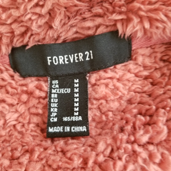 Forever 21 Sherpa Zip-Up Fleece Jacket Size Medium - Picture 7 of 8